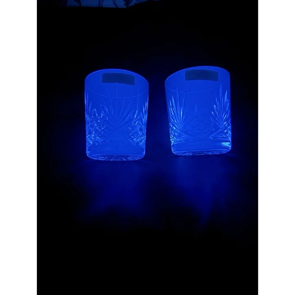 Made In Poland Set Of 2 24% Lead Crystal Double Old Fashioned Whiskey Glasses